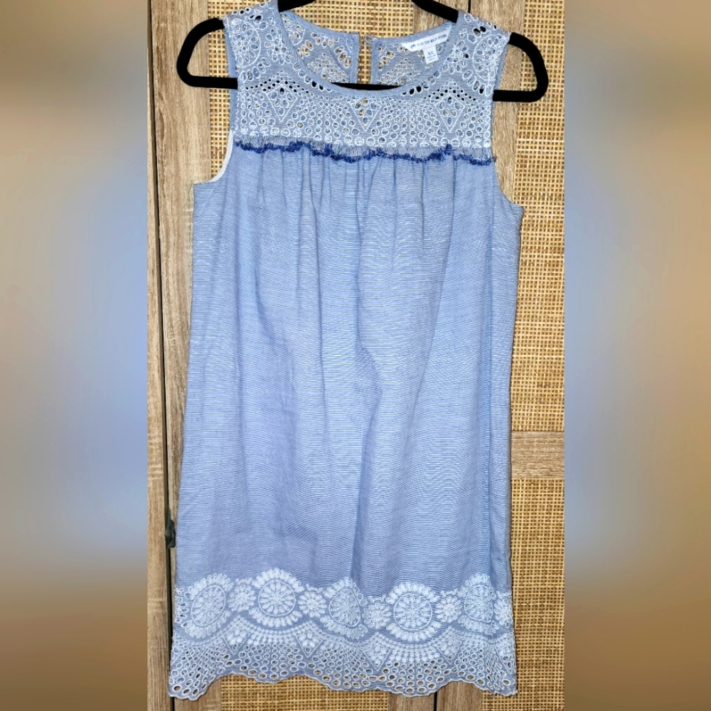 Light Blue Eyelet Midi Dress - Women